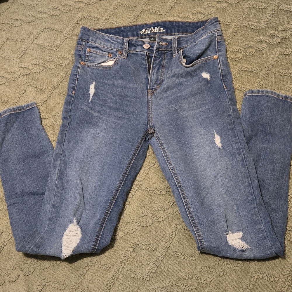 wild fable Skinny Distressed Denim Jeans in Blue